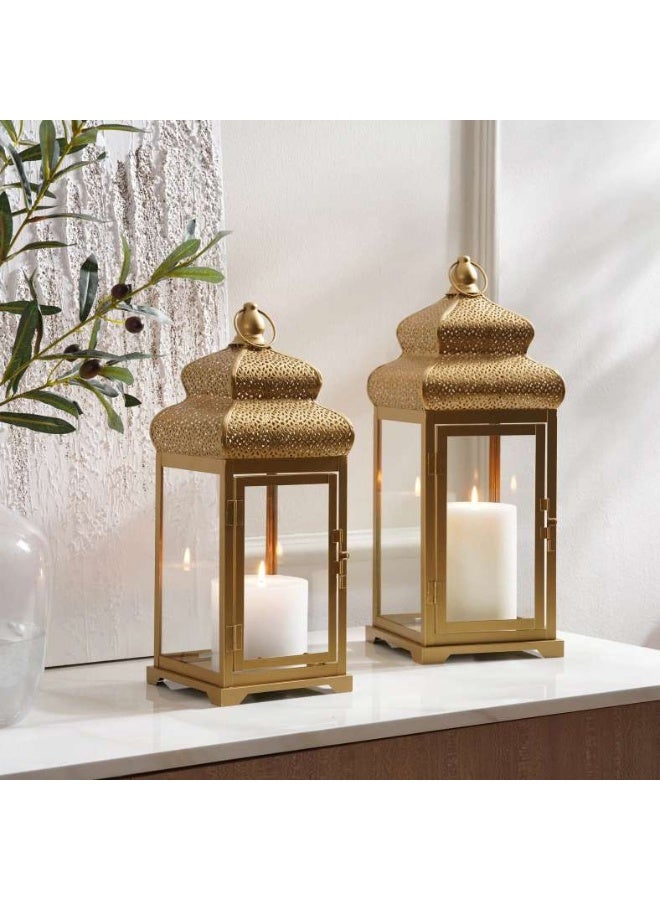 Pan Home فوانيس معدنية عزيزة 18x18x47 سم - ذهبية - Image 2