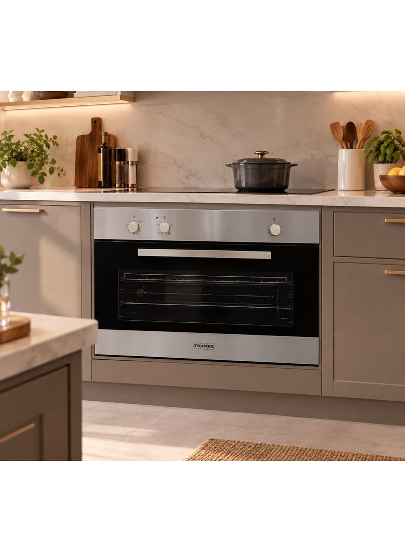 franke Built-in Gas Oven - 90 cm - Stainless Steel - Gas Grill - 97 Litres - ITALIAN - Cooking and Cooling Fan - Timer - Mechanical Control - 116.0634.156-FMXO 52 G XS 90(Made in Italy) - Image 2