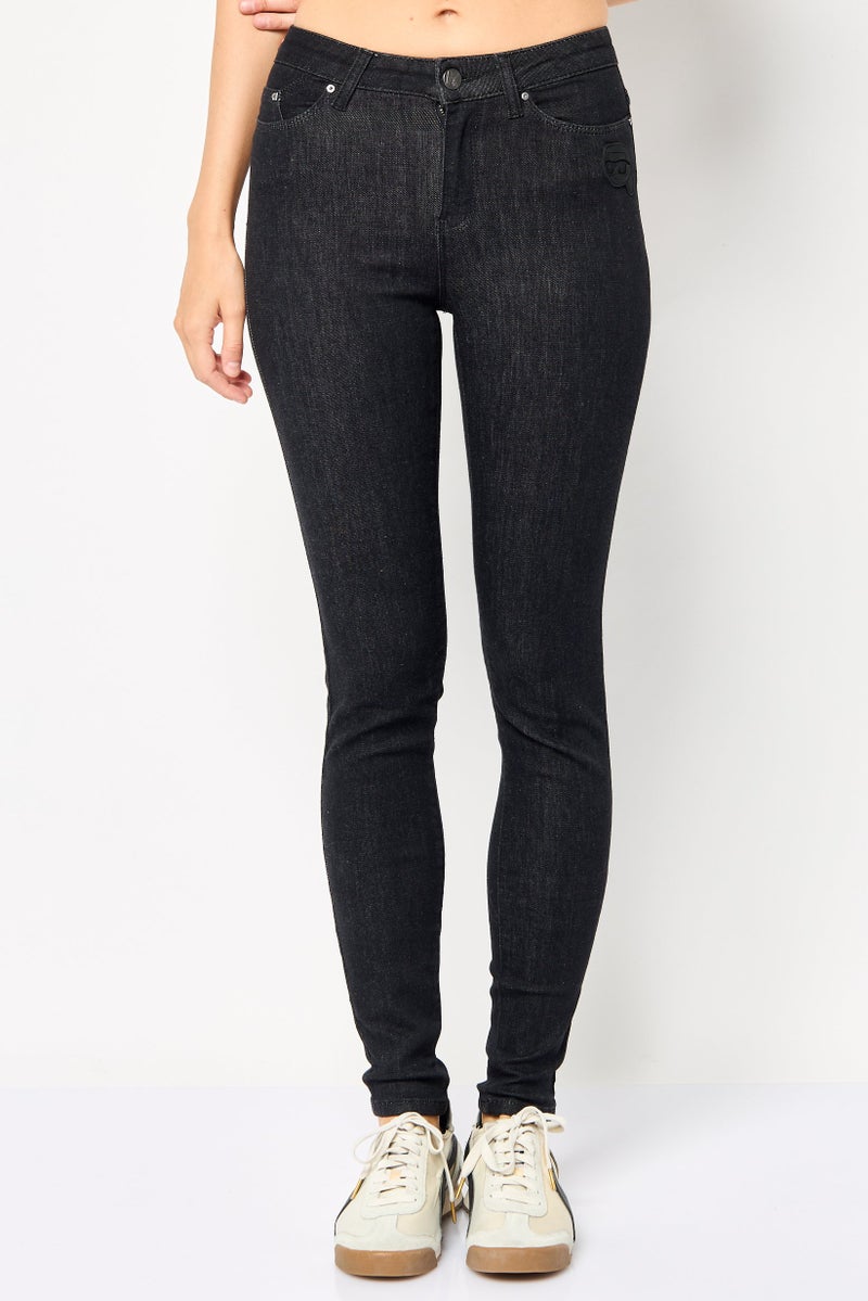 Karl Lagerfeld Women Skinny Fit Dark Wash Stretchable Denim, Black  - Image 1