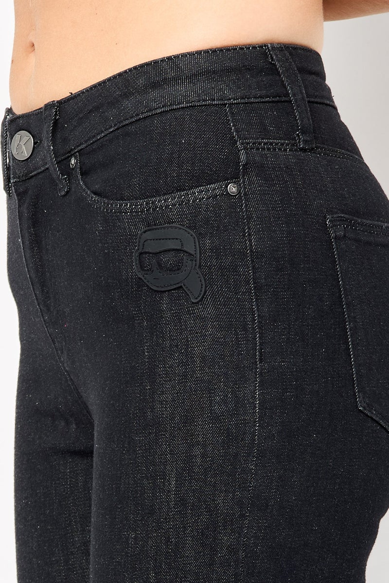 Karl Lagerfeld Women Skinny Fit Dark Wash Stretchable Denim, Black  - Image 3
