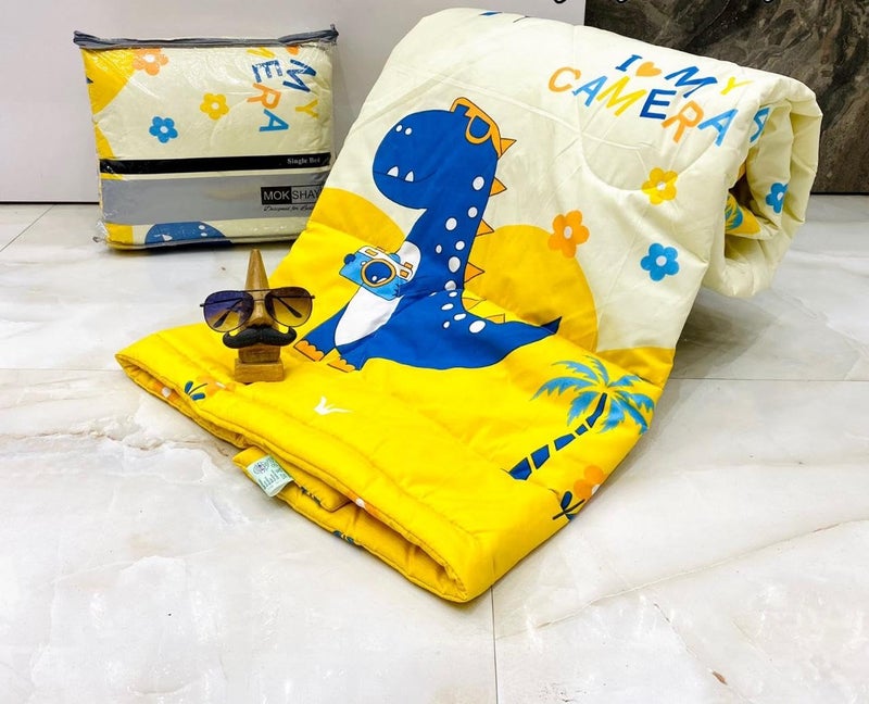 KitchDeco Kitch Deco™ Reversible Single Bed Glace Cotton 1 Kids Comforter & 1 Single Flat Bed Sheet with 1 Pillow Cover (Design 3) - Image 1
