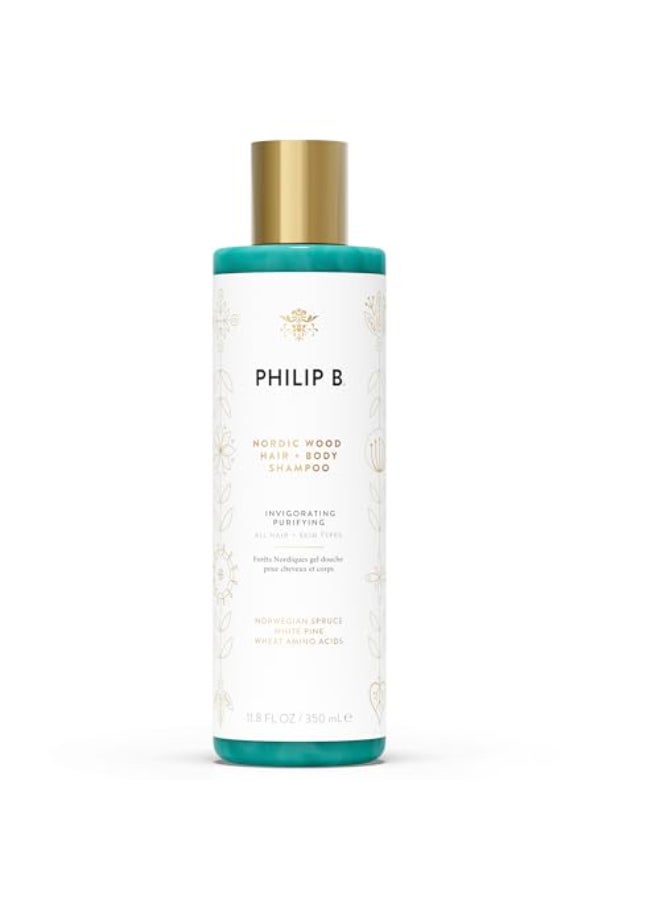 PHILIP B Nordic Wood Hair Body Shampoo 118 fl oz 350 ml Lathers Up Luxuriously Conditions While Leaving You Feeling Cool Invigorated With Notes of Norwegian Spruce White Pine and Camphor - Image 1