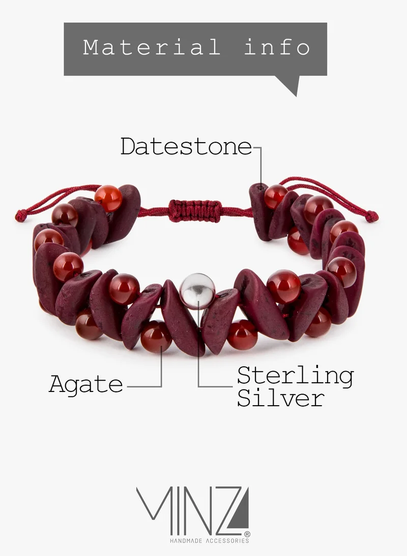 Minza  Minza ” Mumbai “ Pure 925 Sterling Silver, Date stone and Agate stone, Handmade Bracelet for Women, Beaded Bracelet, 0.550 grams of Silver, Jewelry for Casual & Special Occasion for Women | Best Price UAE