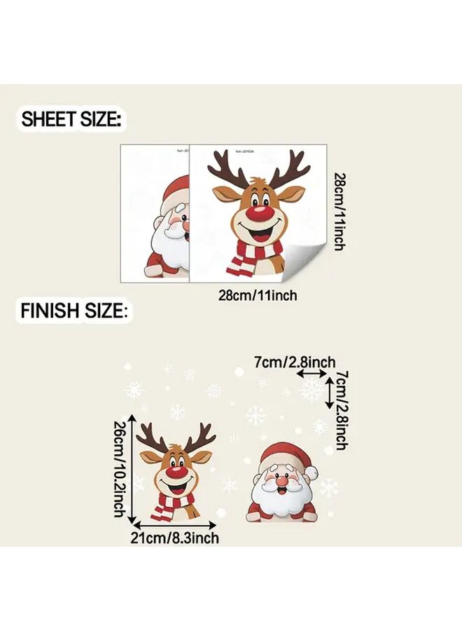 Reusable Static Cling Christmas Window Stickers Fun Jd153 Semi Gloss Winter Holiday Decorations For Glass Door And Window Santa Reindeer Snowman Snowflakes No Residue Easy Stick - Image 3