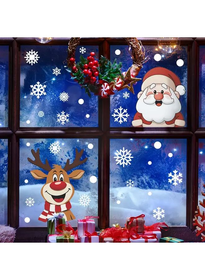 Reusable Static Cling Christmas Window Stickers Fun Jd153 Semi Gloss Winter Holiday Decorations For Glass Door And Window Santa Reindeer Snowman Snowflakes No Residue Easy Stick - Image 1