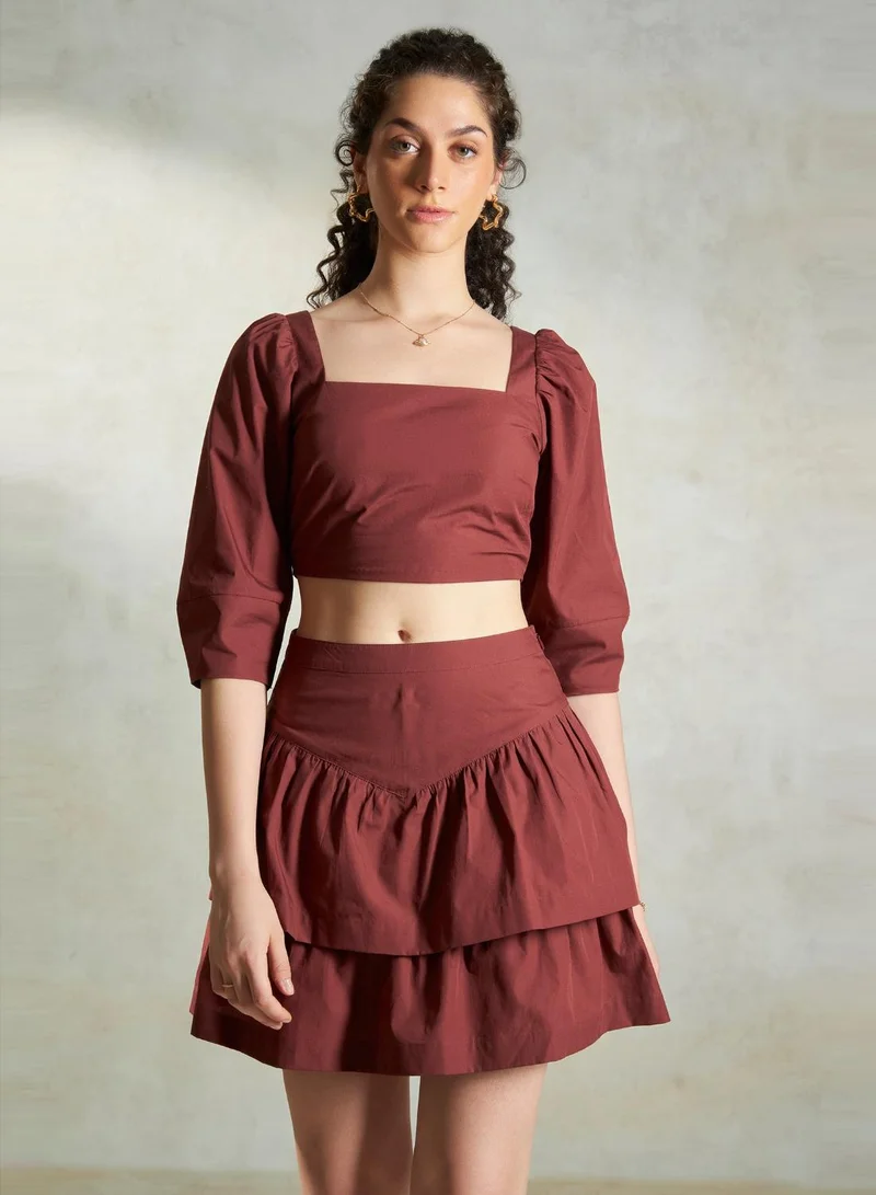 Virgio VIRGIO 100% Cotton Fitted Squareneck Crop Top