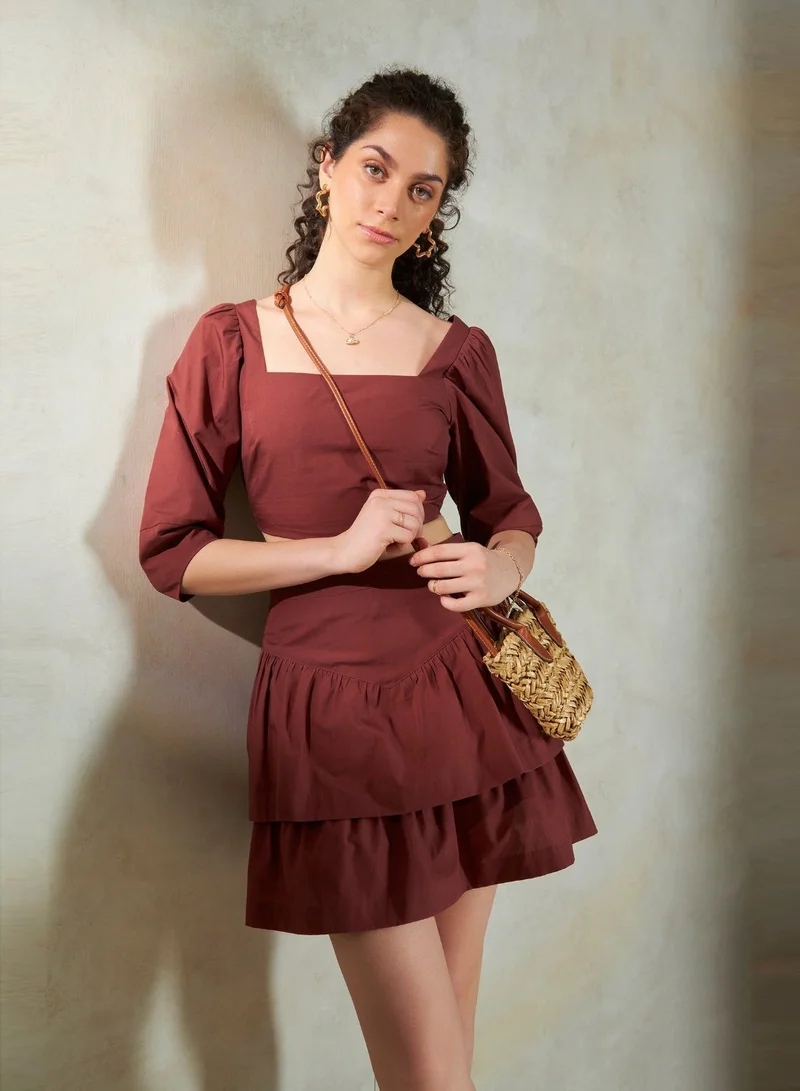 Virgio VIRGIO 100% Cotton Fitted Squareneck Crop Top