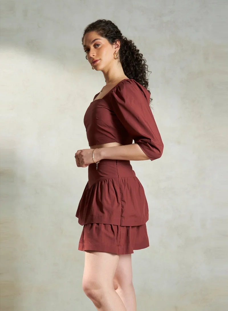 Virgio VIRGIO 100% Cotton Fitted Squareneck Crop Top