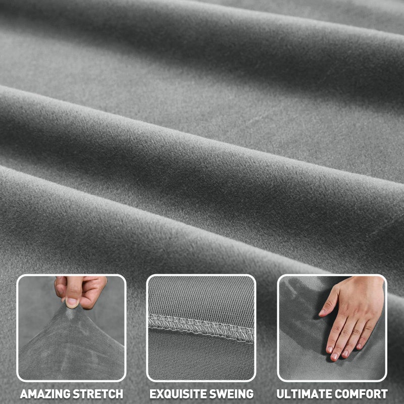 ZNSAYOTX 2026 Soft Velvet Sectional Couch Covers, Luxury Plush Slipcovers with Elastic Bottom for L Shape Sectional Sofa, 2 Pcs Pet Friendly Protector (3 Seat Couch + 3 Seat Chaise, Grey) - Image 4