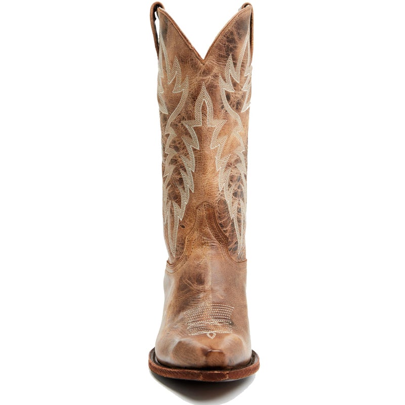 STALOV Cowboy Boots for Women Embroidered Chunky Heel Mid Calf Pointed Toe Pull On Western Fashion Cowgirl Boot Tan US9 - Image 5