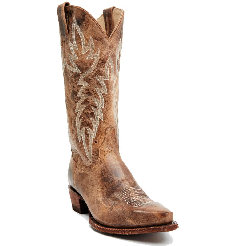 STALOV Cowboy Boots for Women Embroidered Chunky Heel Mid Calf Pointed Toe Pull On Western Fashion Cowgirl Boot Tan US9 - Image 1