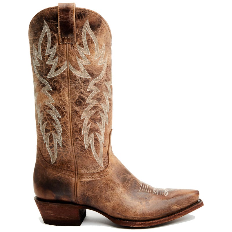 STALOV Cowboy Boots for Women Embroidered Chunky Heel Mid Calf Pointed Toe Pull On Western Fashion Cowgirl Boot Tan US9 - Image 3