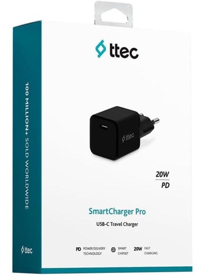 TTec Smart Charger PD USB-C 20W Travel Charger,Black - Image 1