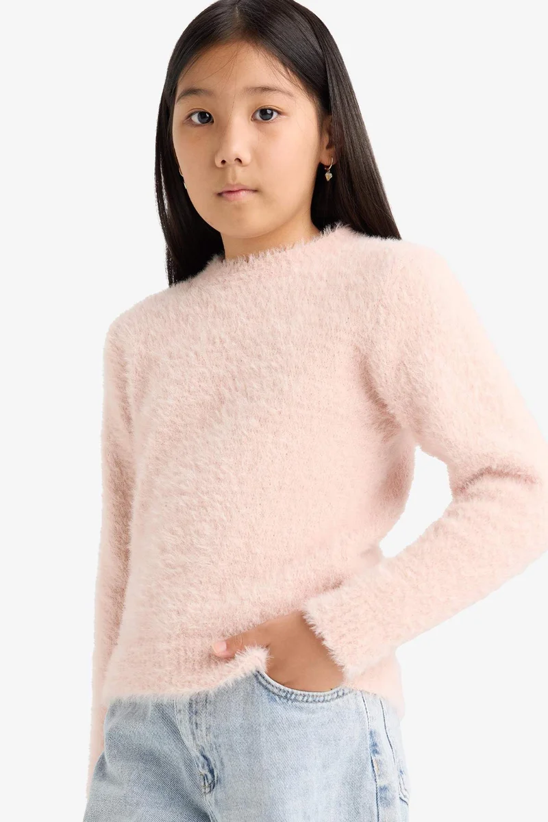 ديفاكتو Girl Regular Fit Crew Neck Knit Pullover