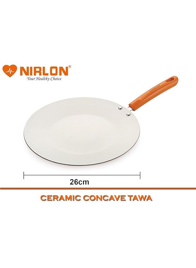NIRLON Ceramic Aluminum Non Stick Roti Concave Tawa with Heat-Resistant Friendly Handle 26cm, Orange (Compatible with Induction, Gas & stovetops) - Image 3