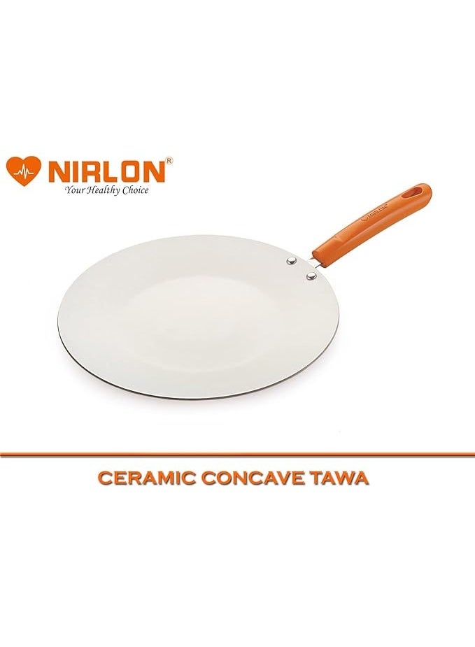 NIRLON Ceramic Aluminum Non Stick Roti Concave Tawa with Heat-Resistant Friendly Handle 26cm, Orange (Compatible with Induction, Gas & stovetops) - Image 4