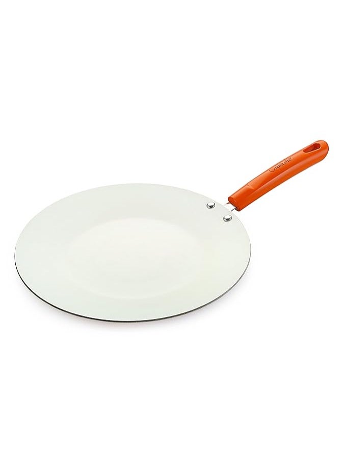 NIRLON Ceramic Aluminum Non Stick Roti Concave Tawa with Heat-Resistant Friendly Handle 26cm, Orange (Compatible with Induction, Gas & stovetops) - Image 1
