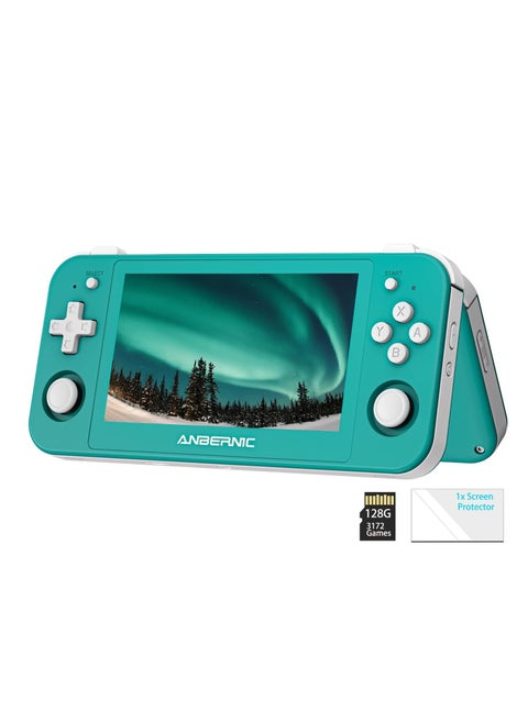RG505 Retro Game Handheld Game Console with 128GB TF-card Built-in 3000+ Games, 4.95-inch OLED Touch Screen with Android 12 System, Unisoc Tiger T618 and Compatible with Google Play Store (Turquoise)