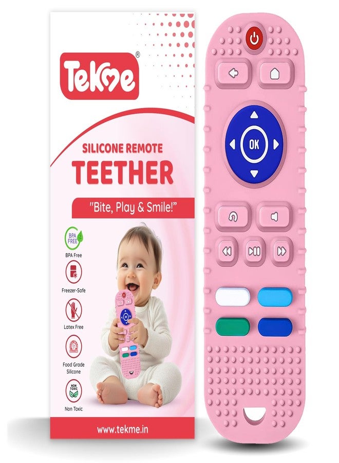 tekme Remote Silicone Teether For Baby, For 3+ Months Baby, Helps Biting Skills Development, Colour & Shape Recognition, Teething Toys For Babies And Toddlers (Pink) - Image 2
