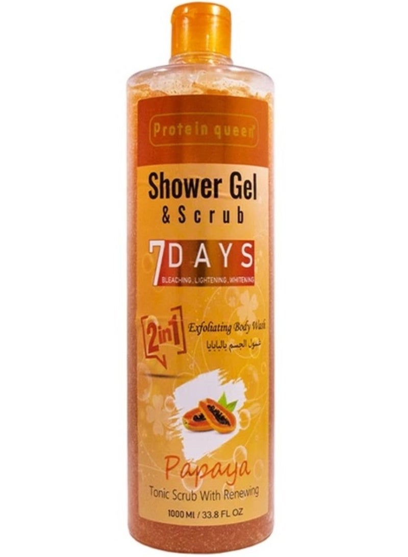 Protein queen Shower Gel & Scrub 7days Bleaching, Lightening, Whitening Papaya 1000ml