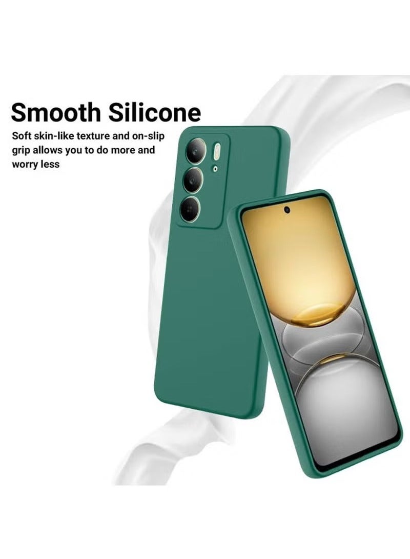 JAJEEK Realme C75 4G 2024 Premium Soft Liquid Silicone Case Cover – Dark Green, Shockproof, Anti-Scratch, Slim Fit, Full Protection - Image 3