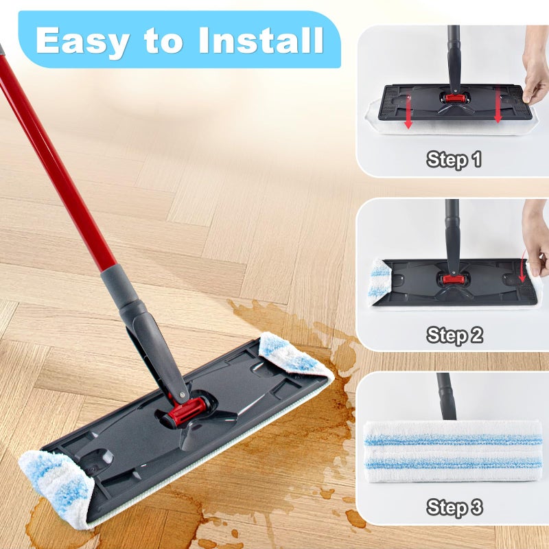 DLAIMI Mop Replacement Pads for OCedar H2prO Flat Mop System, 3 Pack Mop Pads for Ocedar H2prO Flat Mop, Microfiber Mop Heads Replacements for OCedar H2pro, Reusable Mop Refills Safe on Various Floors - Image 4