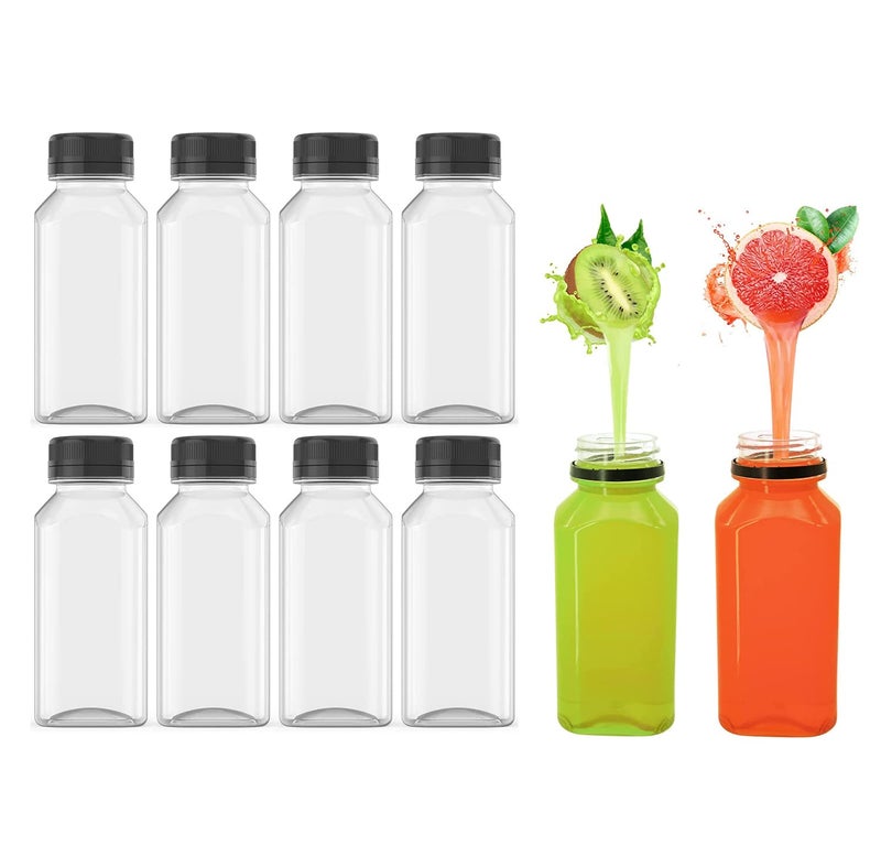Plastic Juice Bottles with Tamper?Proof Lids 8?oz 10?Pack  Clear Containers for Juice Milk Beverage Storage