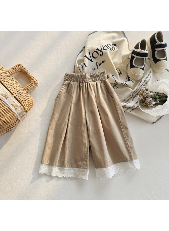 Korean Style Women's Children's Wide Leg Pants Lace Pants Children's Casual All-match Straight Pants Lace Trousers