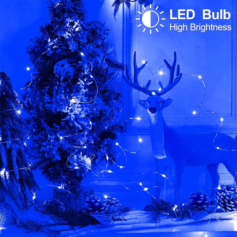 YAOZHOU Christmas Decorations Blue Fairy String Lights, Battery Operated with Timer, 2 Pack Total 33FT 100 Led Mini Battery Powered Twinkle Mason Jar Waterproof Firefly Lights DIY Party - Image 5