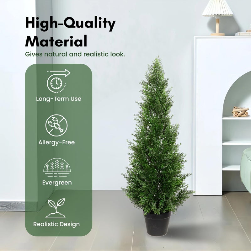 Artificial Home Decor 3ft Artificial Cedar Tree â€“ Outdoor Cedar Tree for Porch, Garden or Patio â€“ UV Resistant Faux Cedar Trees for Outdoor Planters â€“ Faux Cedar Topiary Plants for Planters & Home Decor (2 Pack) - Image 3