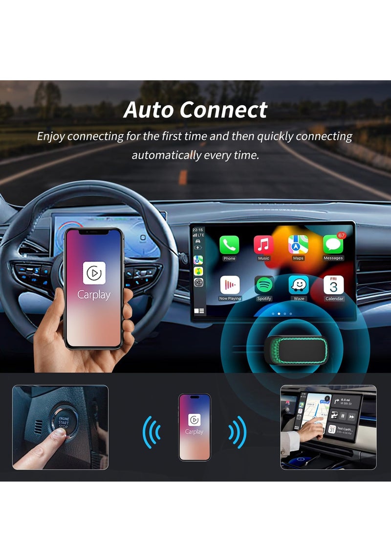 SYOSI Plug & Play CarPlay Wireless Adapter for All Factory Wired CarPlay Cars, Plug & Play Wireless CarPlay Adapter with USB Port Convert Wired to Wireless CarPlay Dongle - Image 3