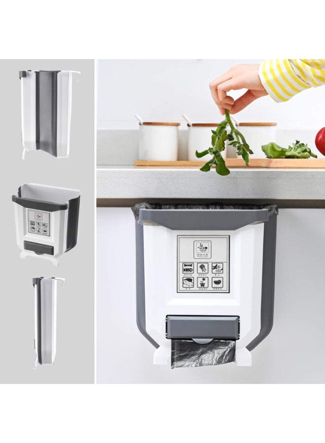 Foldable Kitchen Trash Bin with Bag Holder – Hanging Cabinet Waste Bin - Image 1