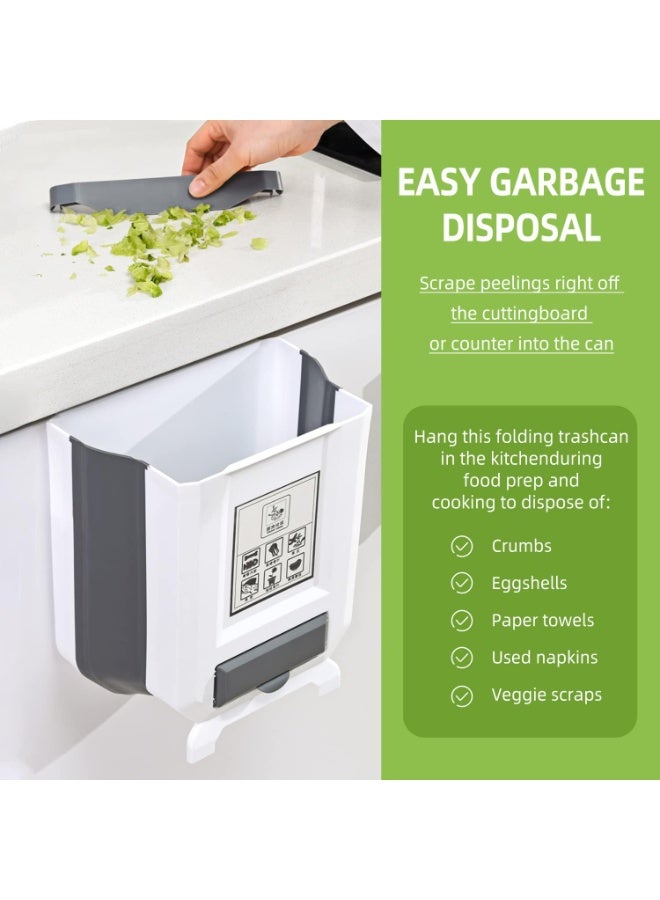 Foldable Kitchen Trash Bin with Bag Holder – Hanging Cabinet Waste Bin - Image 2