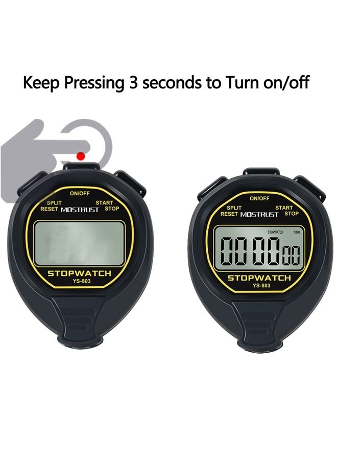 MOSTRUST Digital Simple Waterproof Stopwatch with On/Off, No Bells, No Clock, No Date, Only Basic Silent Stopwatch Large Display for Swimming Sports Kids Coaches (Yellow) - Image 5