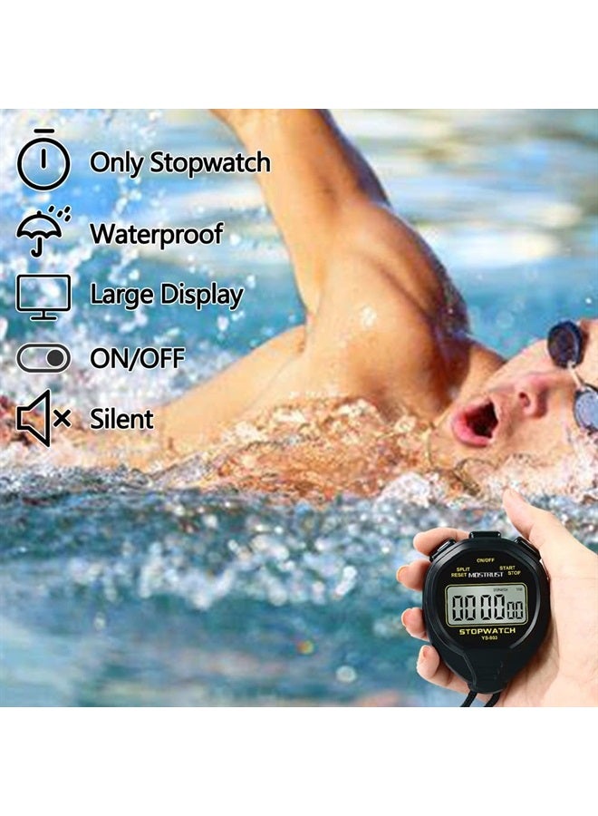 MOSTRUST Digital Simple Waterproof Stopwatch with On/Off, No Bells, No Clock, No Date, Only Basic Silent Stopwatch Large Display for Swimming Sports Kids Coaches (Yellow) - Image 4