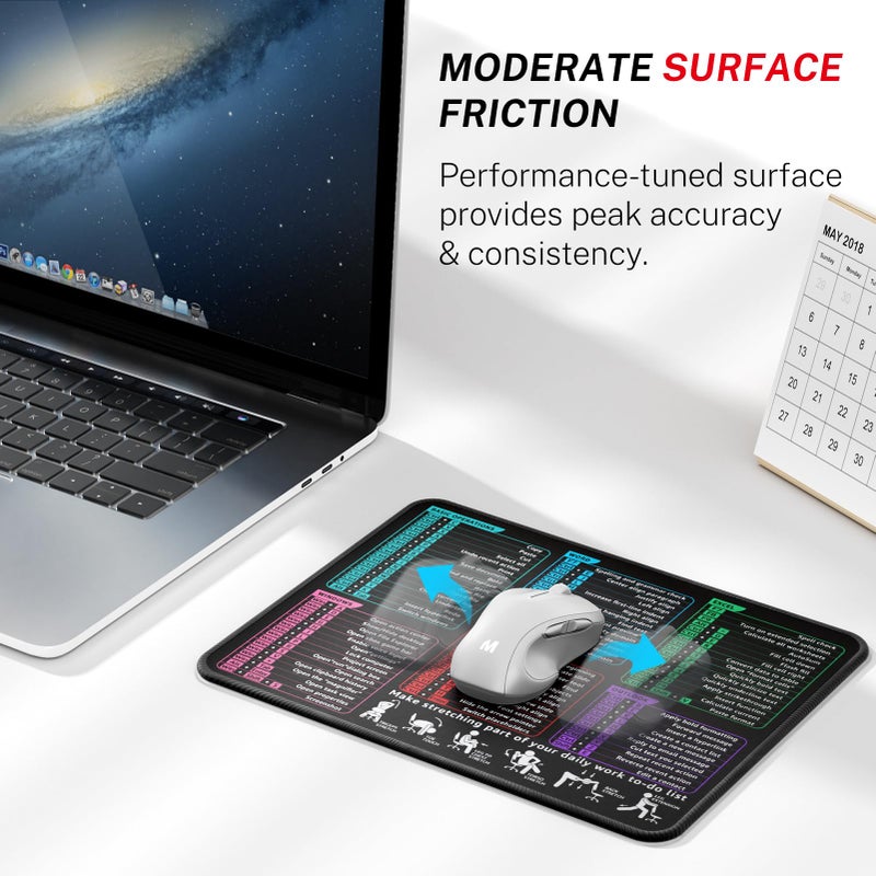 MROCO Mouse Pad [30% Larger] with Anti-Fray Stitched Edges, Premium-Textured Waterproof Surface, Non-Slip Rubber Base, Computer & Gaming Mouse Mat for Laptop, Office & Home, 8.5 x 11 in, Shortcuts - Image 2