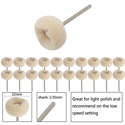 PHYHOO Buffing Polishing Wheel Kit Aluminum Polish Mounted Cotton Soft Fine 3/32 Shank Buff Wheels Shank Rotary Tools Accessories Pack of 20 Pieces - Image 3