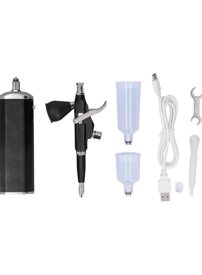 GGOOT 30Psi Black Rechargeable Airbrush Set with Compressor Dropper Painting Cup Nozzle Cover for Makeup Barber, Nail Art, Makeup, Model Painting  - Image 2