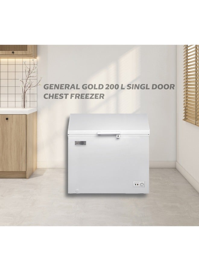 جينيرال جولد فريزر أفقي من General Gold بسعة 200 لتر، باللون الأبيض، مزوّد بإضاءة LED وقفل بمفتاح، تصميم واسع موفّر للطاقة مع نظام إزالة ثلج يدوي - Image 2
