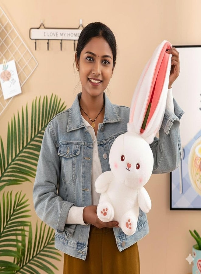 MiniMoo Reversible Rabbit Stuffed Animal Cuddle Strawberry Bunny Plush with Zipper (32 CM) Baby Boys Girls Kids - Image 3