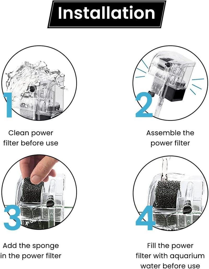 Meridian Qpets Ultra Quiet Hang‑On Aquarium Filter – 66 GPH, 3.5 W, Ideal for 2‑8 Gallon Tanks - CT - Image 3