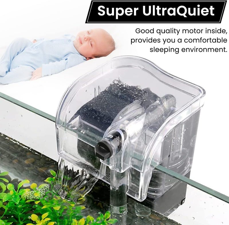 Meridian Qpets Ultra Quiet Hang‑On Aquarium Filter – 66 GPH, 3.5 W, Ideal for 2‑8 Gallon Tanks - CT - Image 4