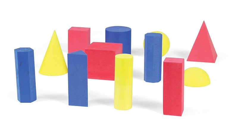 hand2mind Foam Geometric Solid Blocks Assorted Colors 3D Shapes Set of 12 - Image 3