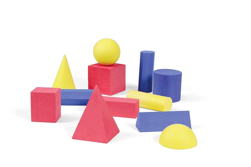 hand2mind Foam Geometric Solid Blocks Assorted Colors 3D Shapes Set of 12 - Image 2