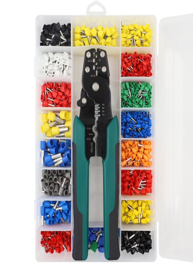 Crimper Tool Kit Crimp Ferrule Including 18 Types 960Pcs Insulated Wire Terminals Self Adjusting Crimping Plier Set Tool Guage 0.5-10mm² - Image 1
