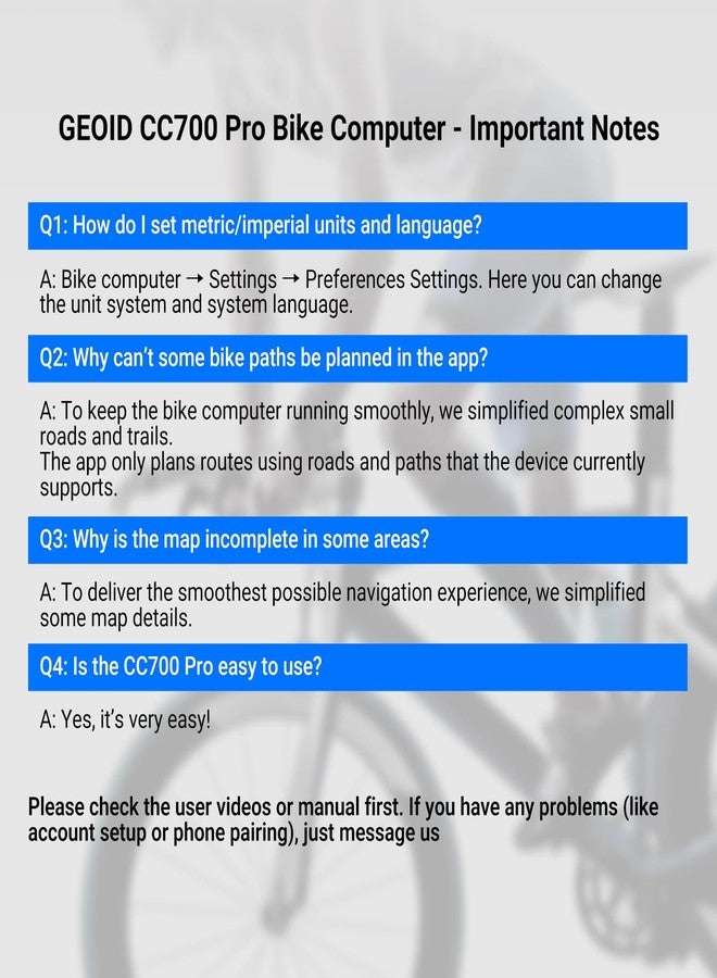 GEOID كمبيوتر الدراجة/الدراجة GEOID CC700 Pro بشاشة لمس ملونة 2.8 بوصة، مزود بنظام تحديد المواقع العالمي (GPS)، ونظام ملاحة بالخرائط مع إمكانية إعادة توجيه المسار، ومزامنة تلقائية عبر الواي فاي، وتقنية ANT+/Bluetooth، وإشعارات الرسائل، ومقاوم للماء بمعيار IPX7، وتدريب داخلي مجاني. - Image 5
