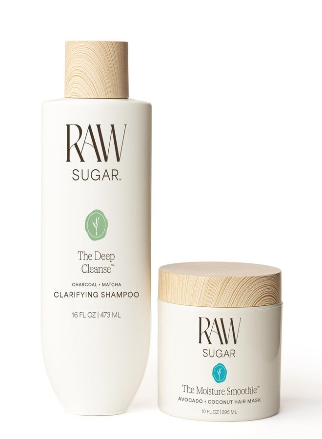 Raw Sugar The Deep Cleanse Shampoo & The Moisture Smoothie Mask Duo, Without SLS/SLES & Parabens, Color-Friendly, Vegan - Image 1