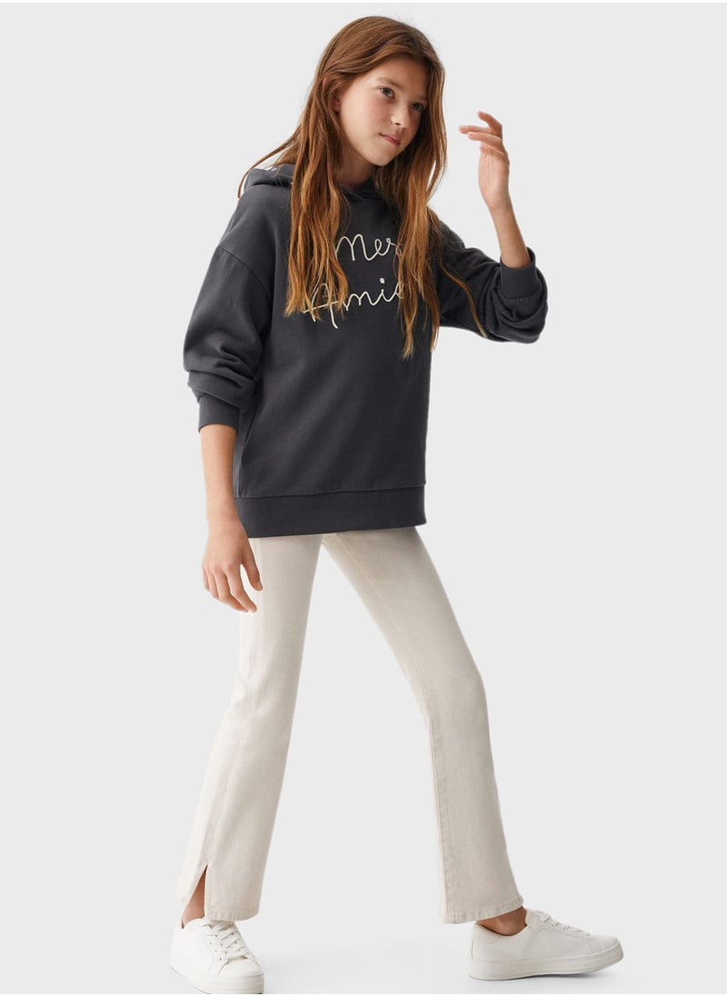 MANGO - Kids Embroidered Message Hoodie - Image 1