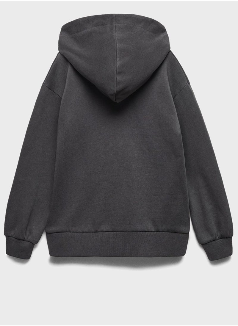 MANGO - Kids Embroidered Message Hoodie - Image 1