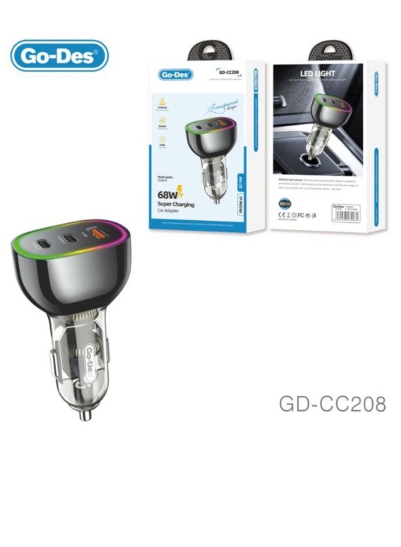 ELTRAZONE "GD-CC208 68W Super Charging Car Adapter – Fast and Efficient Vehicle Charger"